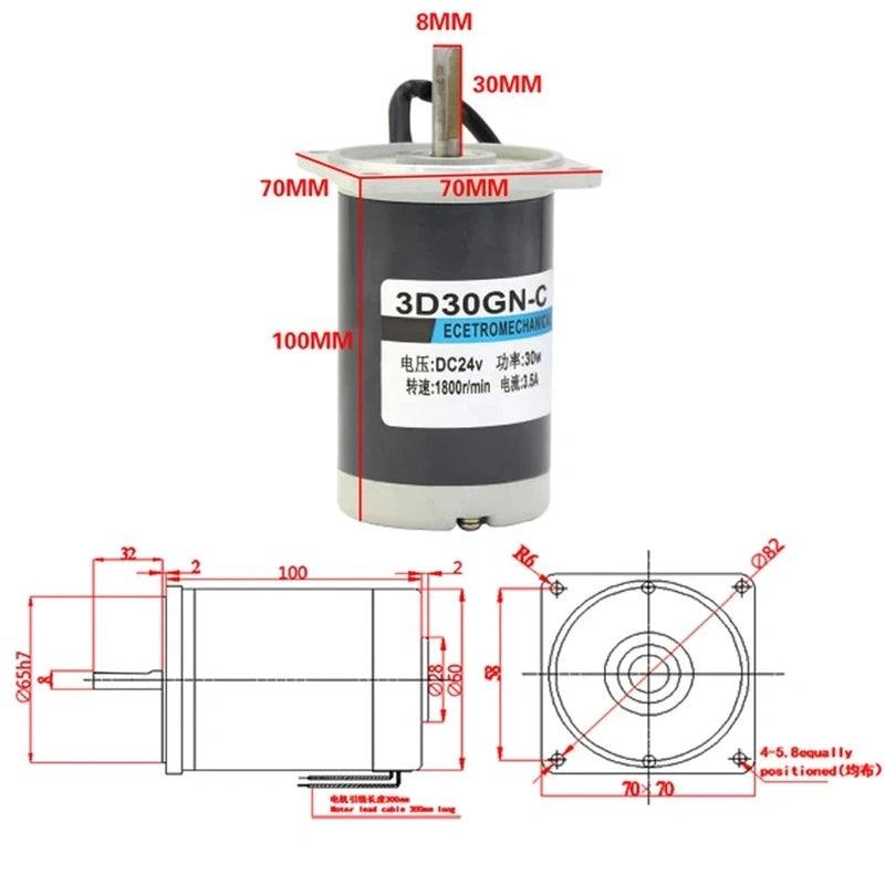 30W DC Permanent Magnet Motor 12V 24V 1800RPM High Speed Forward Reverse PWM Adjustable Speed Motor For Automated Control Engine