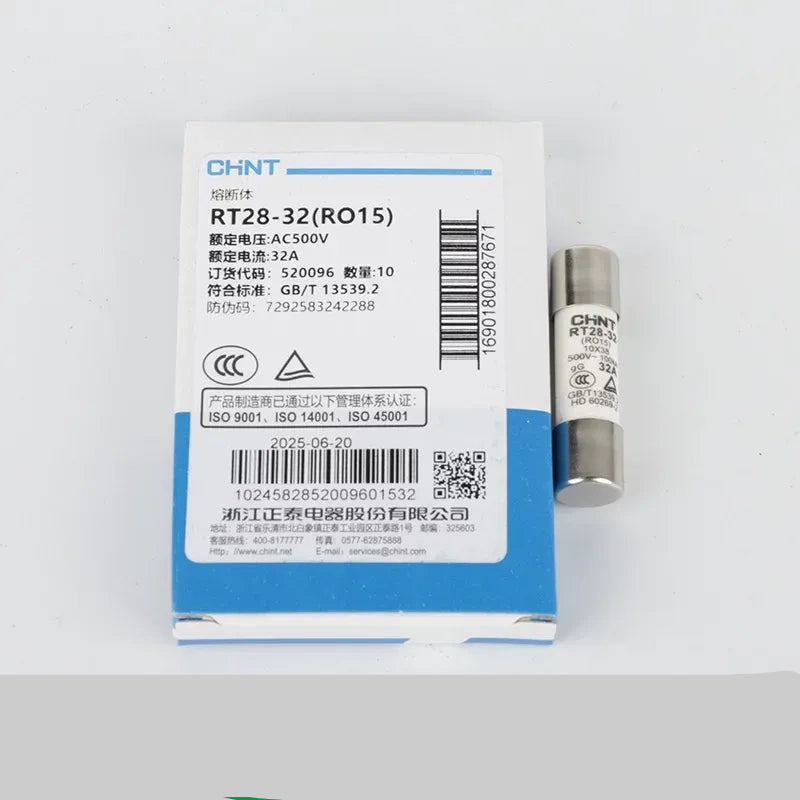 CHINT Cylindrical Fuse Links (gG/gL type),Fuse Size: 10×38mm (for 32A) / 32A