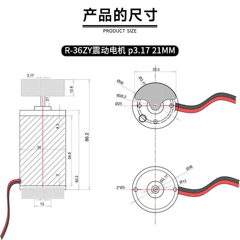 36ZY DC Vibration Motor 12V 24V High Speed 8000rpm PWM Metal Moter Low Noise Electric Engine