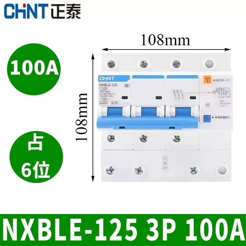 CHNT leakage breaker NXBLE-125 3p 100a 30mA RCD rcbo