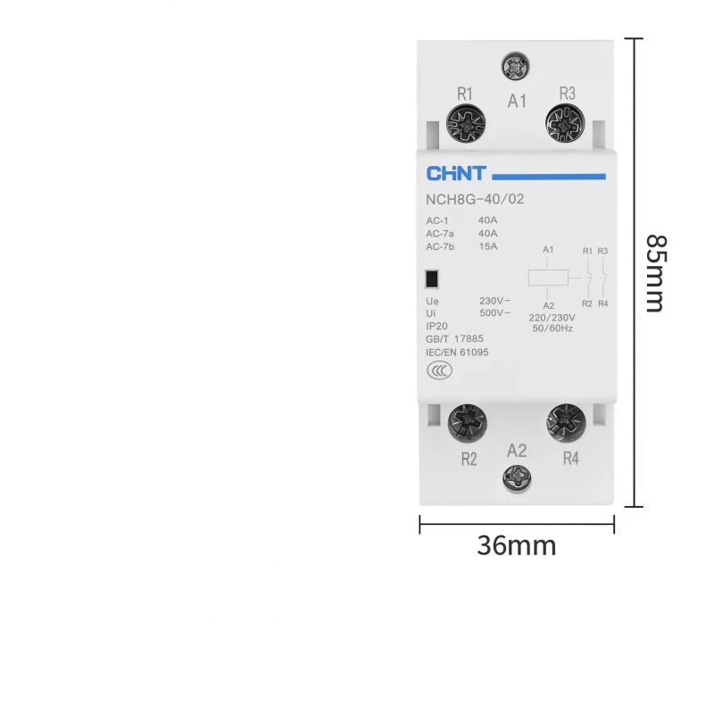 CHNT NCH8 NCH8G-40/02 2NC 2P40A Modular Contactor , Household lighting Contactor