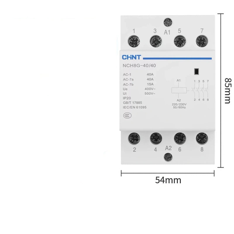 CHNT NCH8 NCH8G-40/40 4NO 2P40A Modular Contactor , Household lighting Contactor