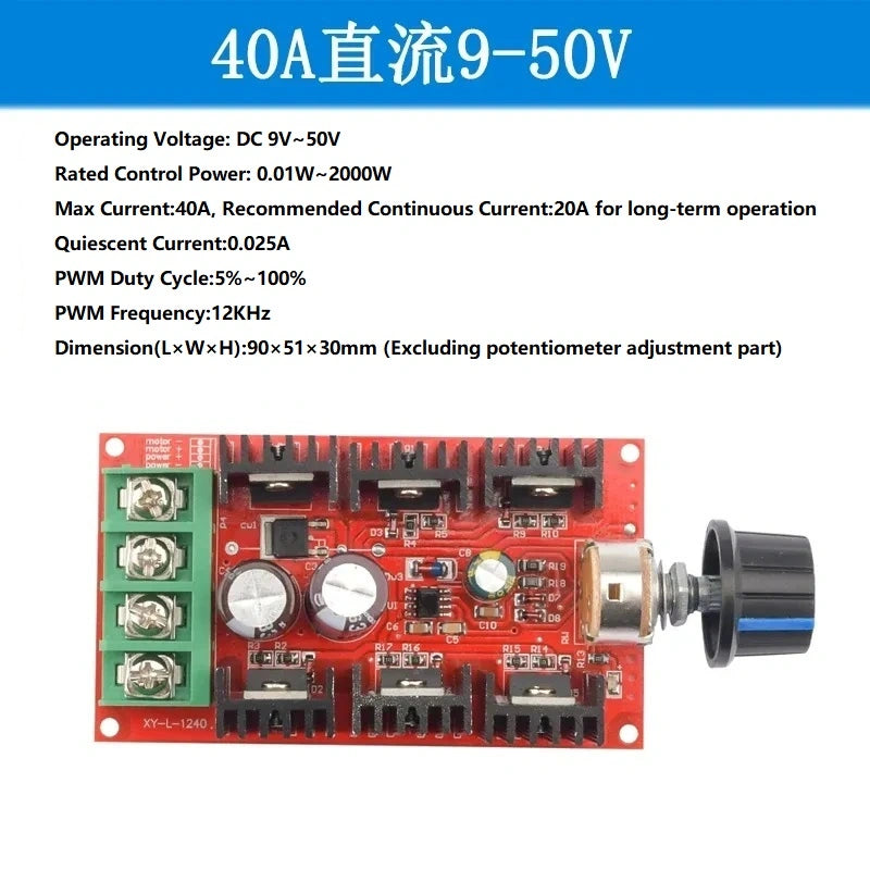 dc motor speed controller,pwm speed regulator,led dimmer module,dc fan speed control,40A DC9-50V speed controller,aquarium water pump speed control,led strip brightness dimmer,brushed dc motor control,