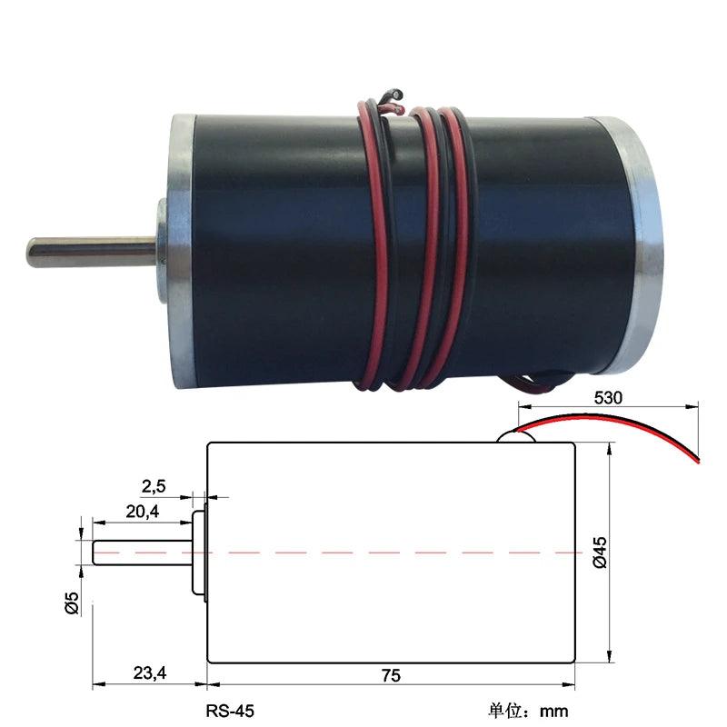 4575 Permanent Magnet DC Motor 30W 12V 24V 4000rpm 8000rpm High Speed Large Torque Micro Motors PWM Low Noise DIY Drill Cut - electrical center b2c