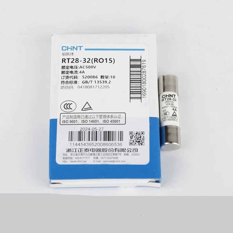 CHINT Cylindrical Fuse Links (gG/gL type),Fuse Size: 10×38mm (for 32A) / 4A