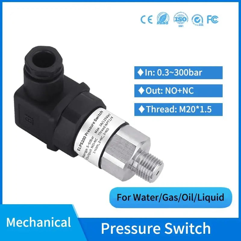 0.3-400Bar Hydraulic General Adjustable Pressure Switch Mechanical Gas Oil Water Piston NPT1/4&#39;&#39; Pressure Control Switch - electrical center b2c