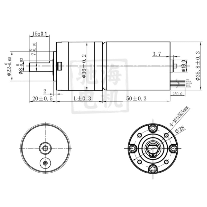 36GP BL3650 Brushless DC Gear Motor with Built-in Hall Driver