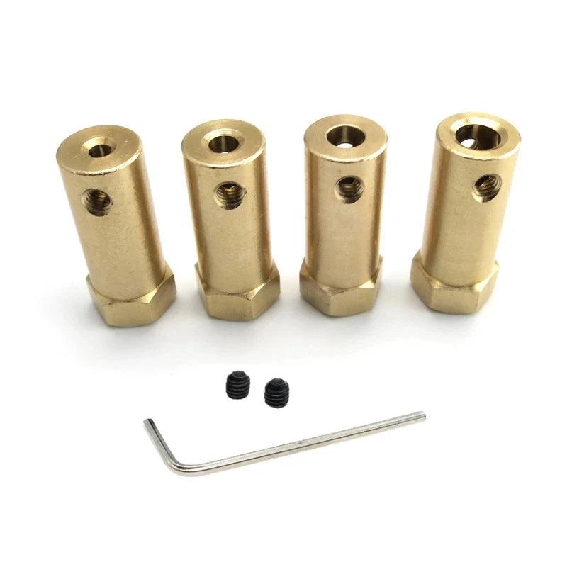 4pcs Hexagon Coupling 3mm 4mm 5mm 6mm 7mm 8mm Extended Copper Rigid Brass Motor Shaft Connector Sleeve Robot Smart Car Wheel Hub