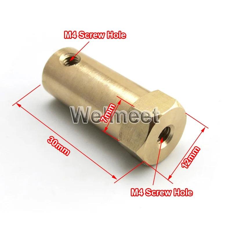 4pcs Hexagon Coupling 3mm 4mm 5mm 6mm 7mm 8mm Extended Copper Rigid Brass Motor Shaft Connector Sleeve Robot Smart Car Wheel Hub