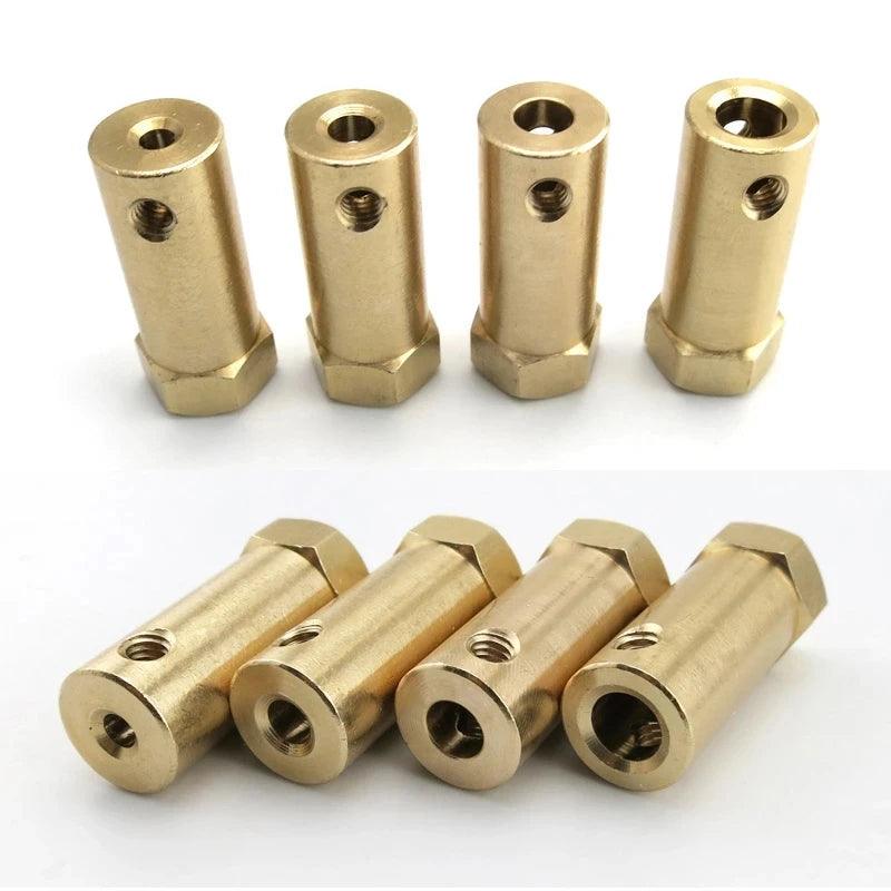 4pcs Hexagon Coupling 3mm 4mm 5mm 6mm 7mm 8mm Extended Copper Rigid Brass Motor Shaft Connector Sleeve Robot Smart Car Wheel Hub