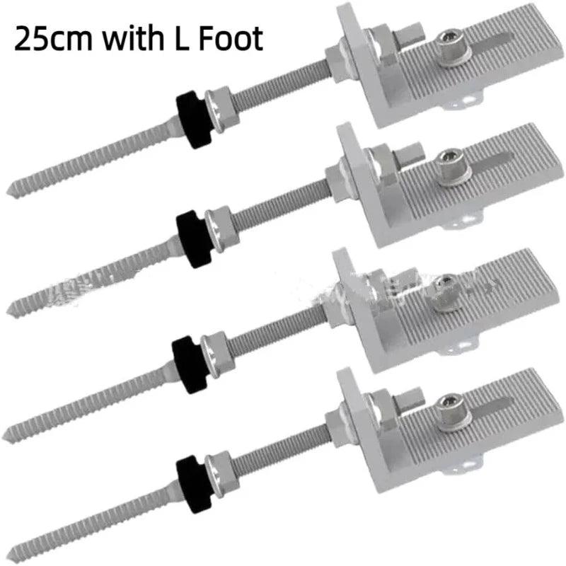 4Pcs Stainless Steel Solar Hanger Bolts with L Foot Mounting Solar Panel Height Adjustable for Photovoltaic Solar Hanger Bolts