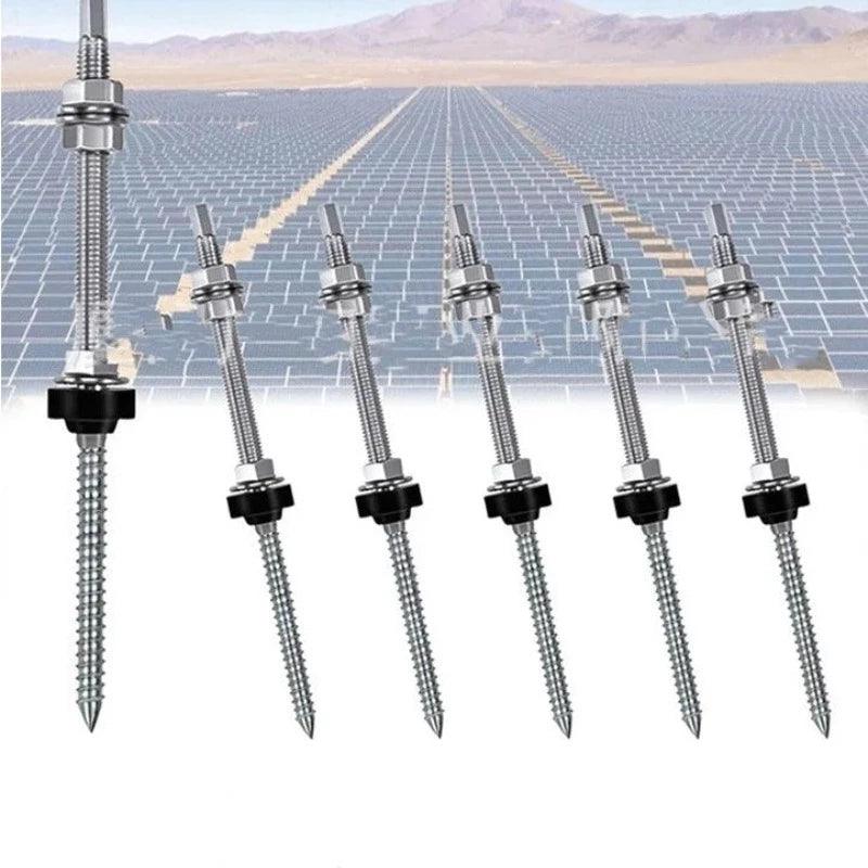 4Pcs Stainless Steel Solar Hanger Bolts with L Foot Mounting Solar Panel Height Adjustable for Photovoltaic Solar Hanger Bolts