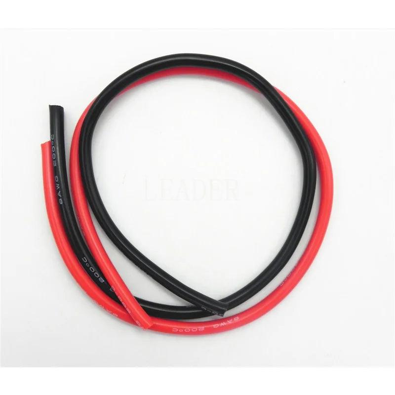 50 Sets/lot 10AWG 1M Black+1M Red Silicone Cable Wire / Silica Gel Wire / Silicone Tinned Copper Cable High Temperature DZ0176