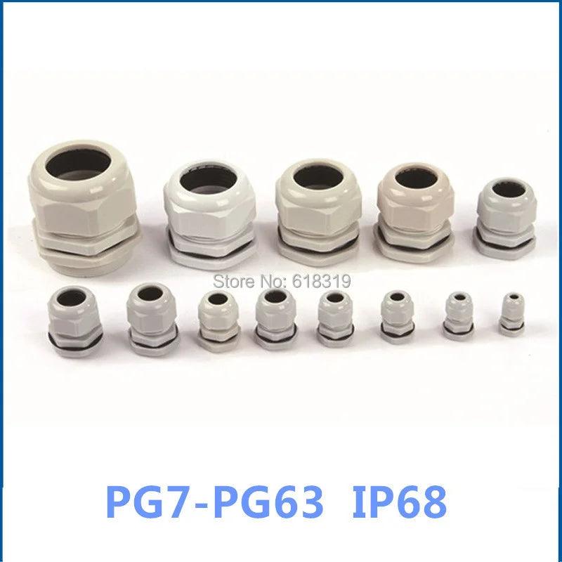 50pcs/lot PG13.5 Cable Gland IP68 Waterproof Connector Diameter 3-6.5mm Nylon Plastic Wire Glands