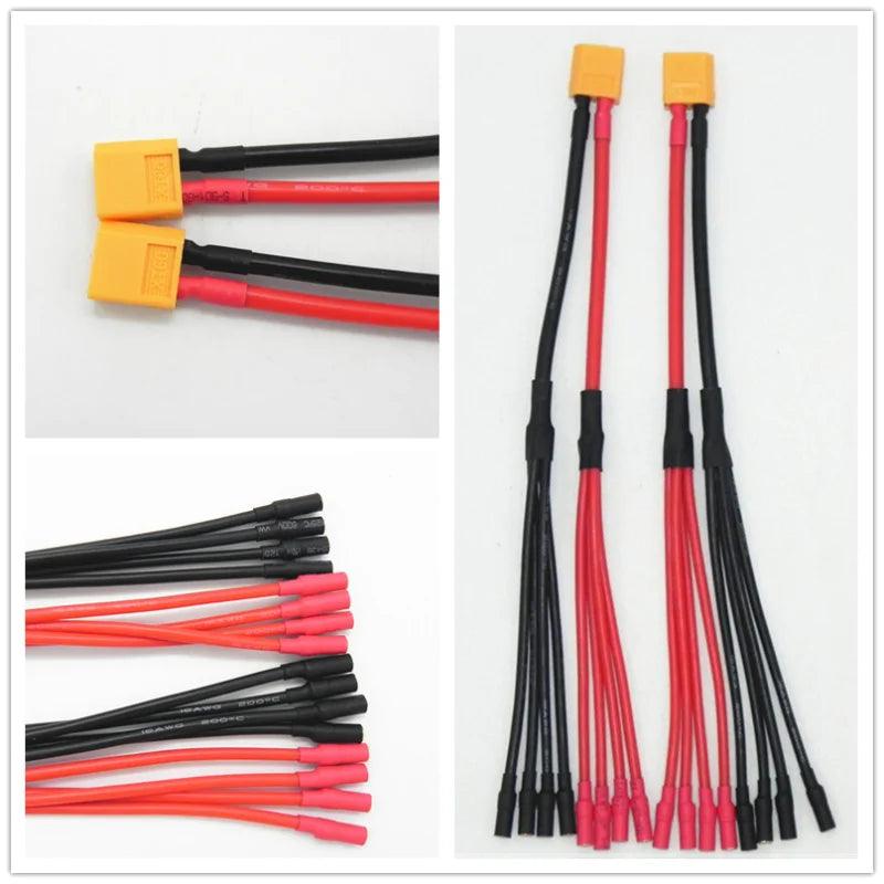 XT60 Female Connector ,50pcs/lot XT60 Female Connector To 4 OR 6* 3.5mm Banana Female Parallel Charger Cable Extension Y Splitter DZ0132