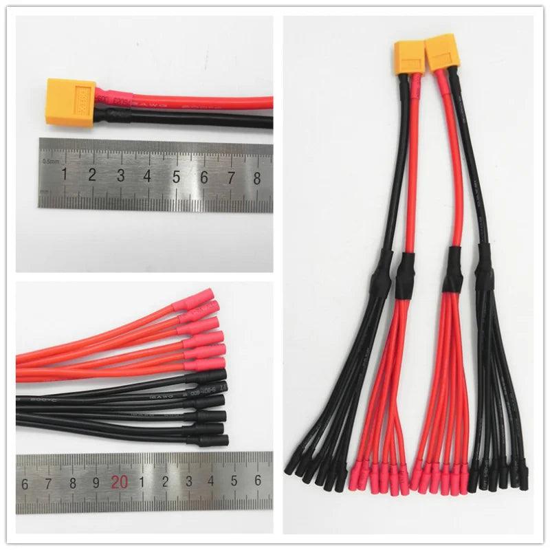 50pcs/lot XT60 Female Connector To 4 OR 6* 3.5mm Banana Female Parallel Charger Cable Extension Y Splitter DZ0132