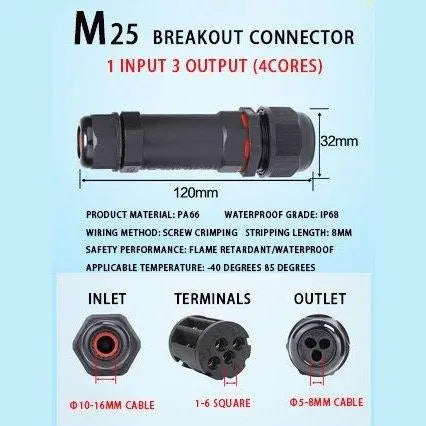 IP68 Waterproof Connector Assembly Type Wire And Cable Breakout Connector 2/3/4/5PIN Optional - electrical center b2c