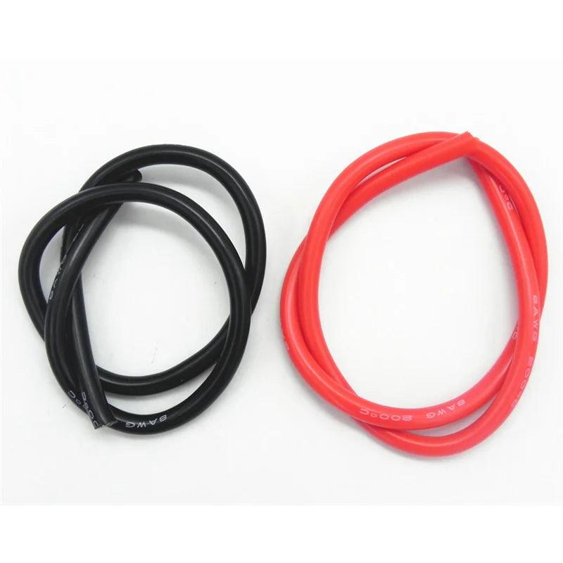 5Set /Lot 8AWG 1M Silicone Wire Cable 0.5M Black + 0.5M Red Conductor Construction High Temperature Tinned Copper Cable