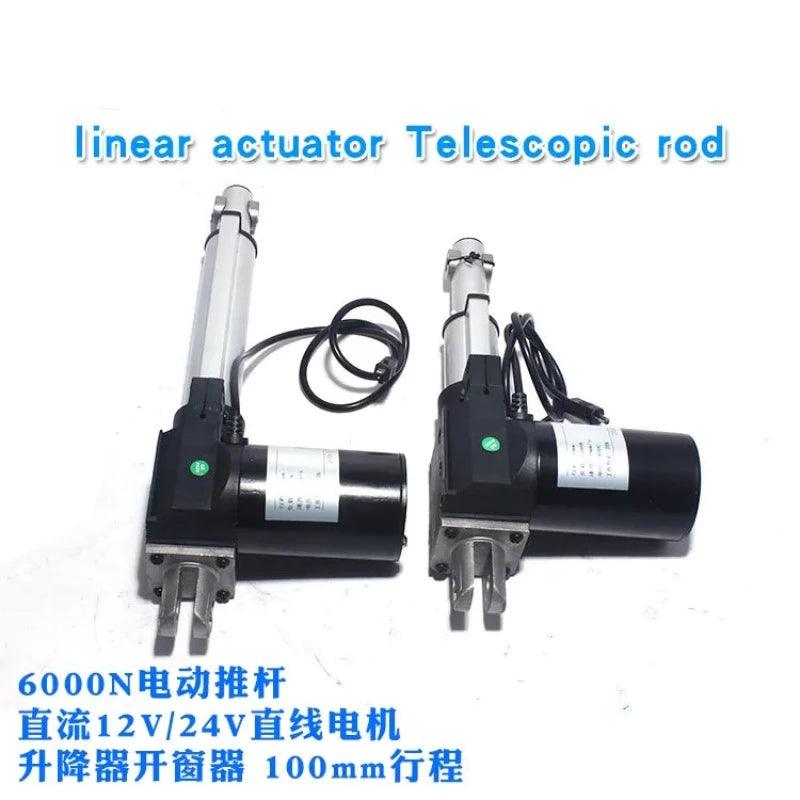 6000N DC Linear Actuator 12V 24V Stroke 100 200 300 400 450 mm Reciprocating Electric Lineal Actuador Thrust Lift Window Opener