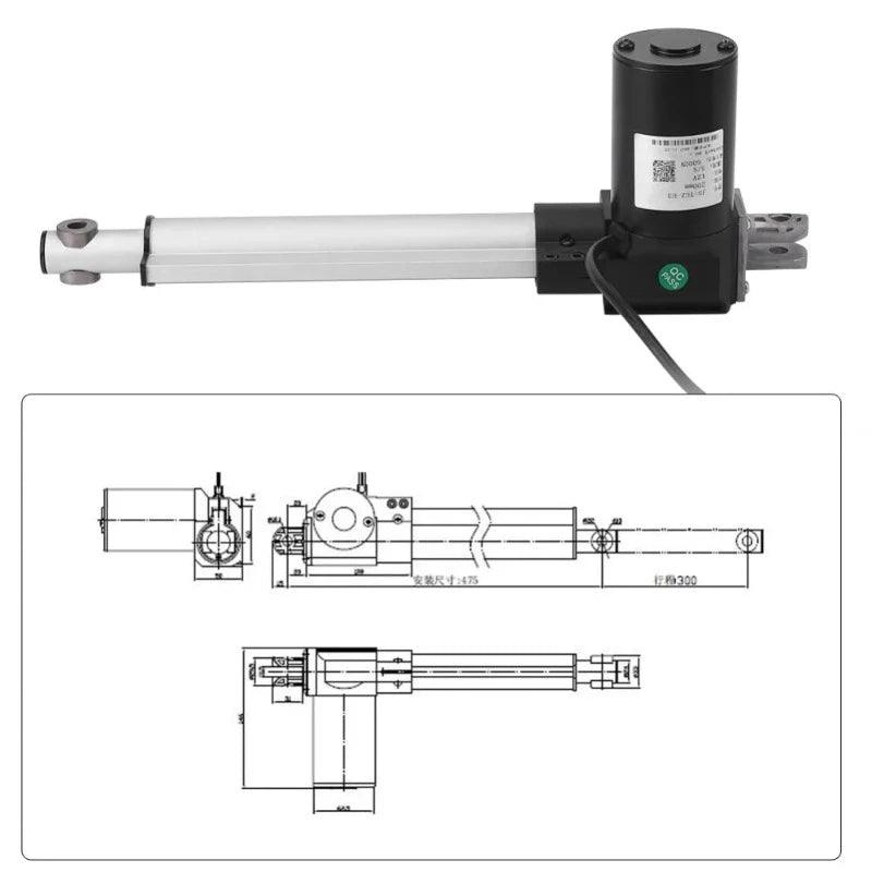 6000N DC Linear Actuator 12V 24V Stroke 100 200 300 400 450 mm Reciprocating Electric Lineal Actuador Thrust Lift Window Opener