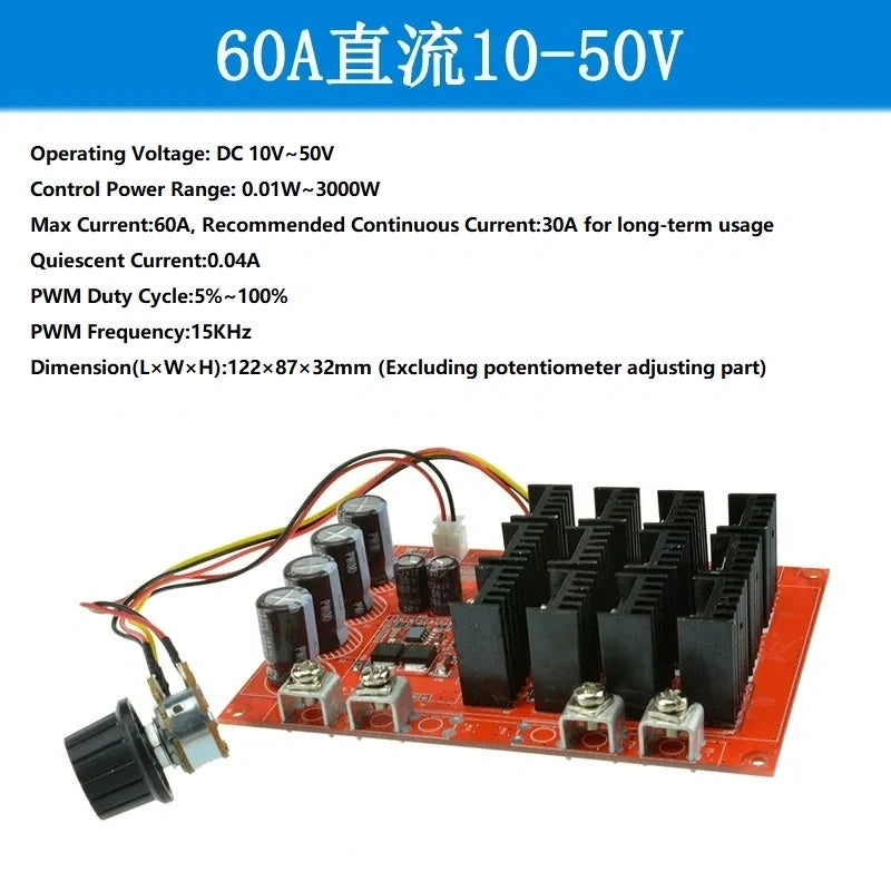 dc motor speed controller,pwm speed regulator,led dimmer module,dc fan speed control,60A DC10-50V speed controller,aquarium water pump speed control,led strip brightness dimmer,brushed dc motor control,