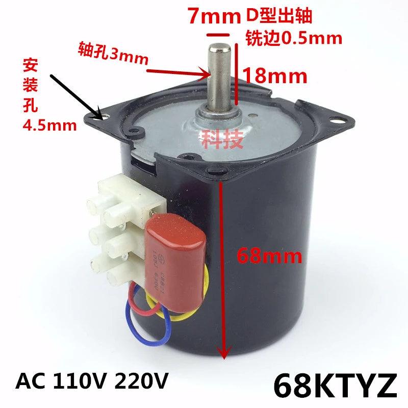 68KTYZ Synchronous Motor Permanent Magnet 28W AC 110V 220V Geared Speed 2.5rpm-110rpm High Torque 100KG CW CCW Reversed Forward