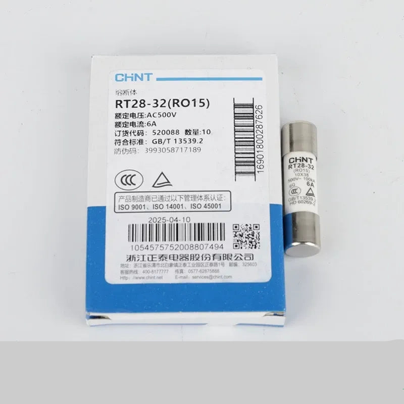 CHINT Cylindrical Fuse Links (gG/gL type),Fuse Size: 10×38mm (for 32A) / 6A