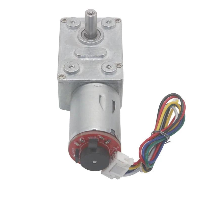 6V 12V 24V DC Gear Motor 6rpm 10rpm 18rpm 23rpm 30rpm 40rpm 90rpm 150rpm Self-lock Hall Encoder Worm Gearbox Reduction JGY370