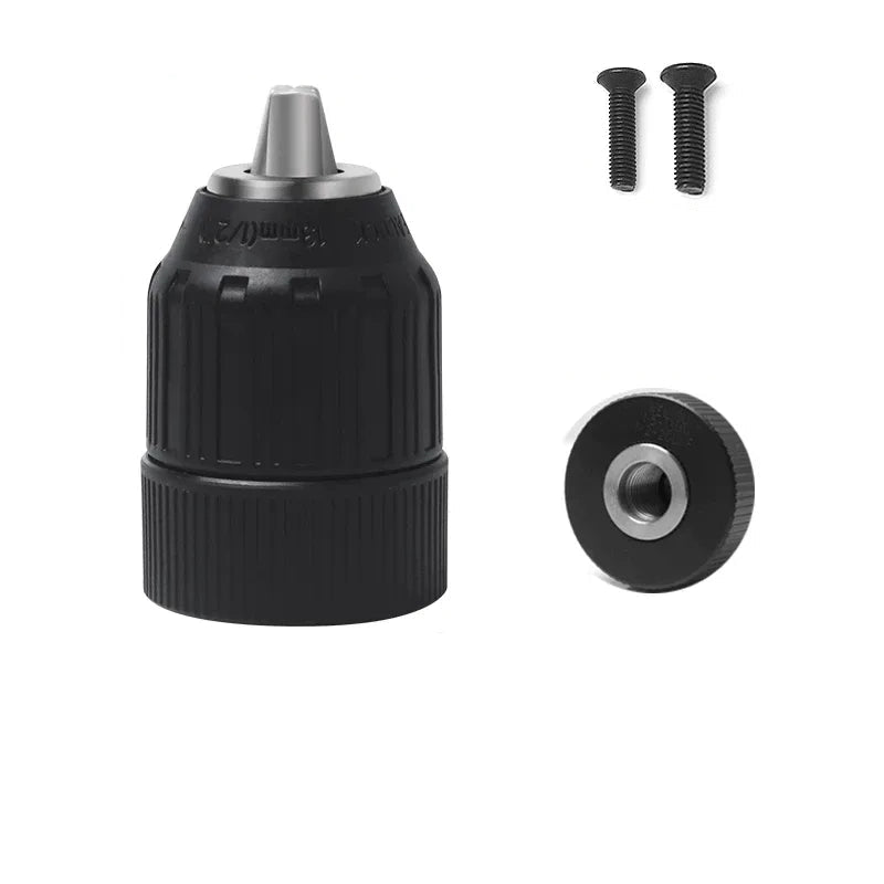 Clamping Range: 1.5–13mm | Thread: 1/2"-20UNF drill adapter,Hand-Tight Self-Locking Chuck