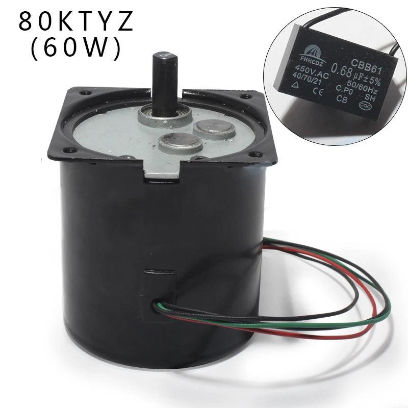 80KTYZ AC 60W Permanent Magnet Synchronous Motor 220V 5rpm -110rpm High Torque 137KG Slow Speed Machine Motor Small Engine,80ktyz