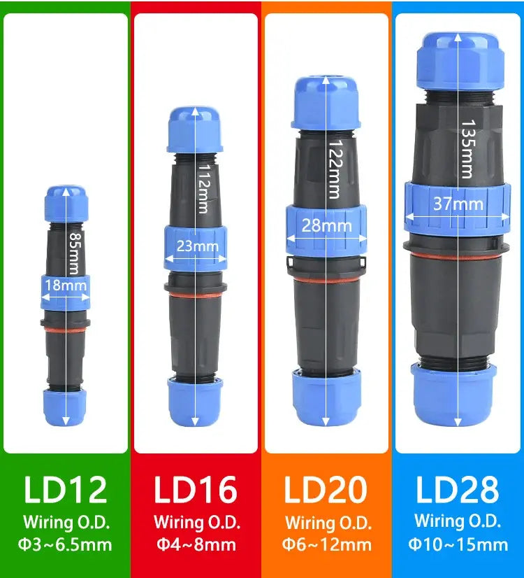 LD Series IP68 Waterproof Connector Male Plug & Female Socket 2/3/4/5/6/7/9 Pin Panel Mount Wire Cable Connector Aviation Plug electrical center b2c,aviation connector,ip68 waterproof cable connector