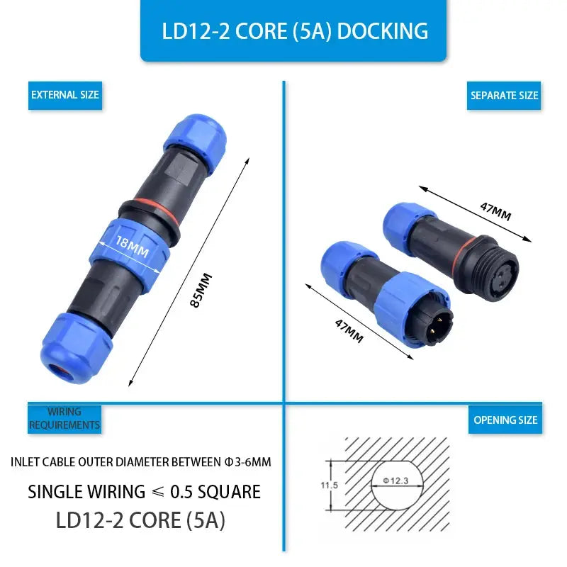 LD Series IP68 Waterproof Connector Male Plug & Female Socket 2/3/4/5/6/7/9 Pin Panel Mount Wire Cable Connector Aviation Plug - electrical center b2c