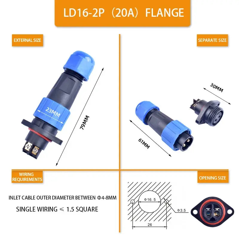 LD Series IP68 Waterproof Connector Male Plug & Female Socket 2/3/4/5/6/7/9 Pin Panel Mount Wire Cable Connector Aviation Plug - electrical center b2c