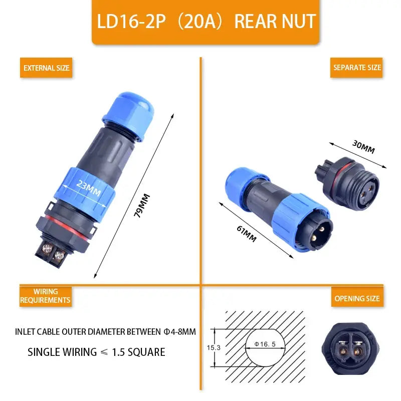 LD Series IP68 Waterproof Connector Male Plug & Female Socket 2/3/4/5/6/7/9 Pin Panel Mount Wire Cable Connector Aviation Plug - electrical center b2c