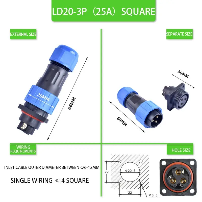 LD Series IP68 Waterproof Connector Male Plug & Female Socket 2/3/4/5/6/7/9 Pin Panel Mount Wire Cable Connector Aviation Plug - electrical center b2c