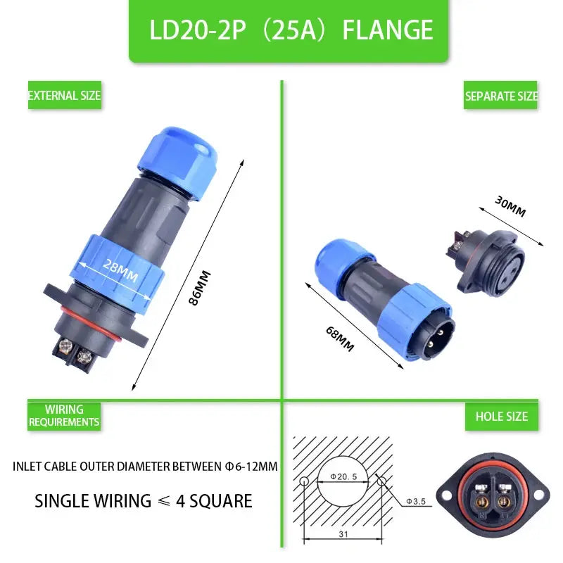 LD Series IP68 Waterproof Connector Male Plug & Female Socket 2/3/4/5/6/7/9 Pin Panel Mount Wire Cable Connector Aviation Plug - electrical center b2c