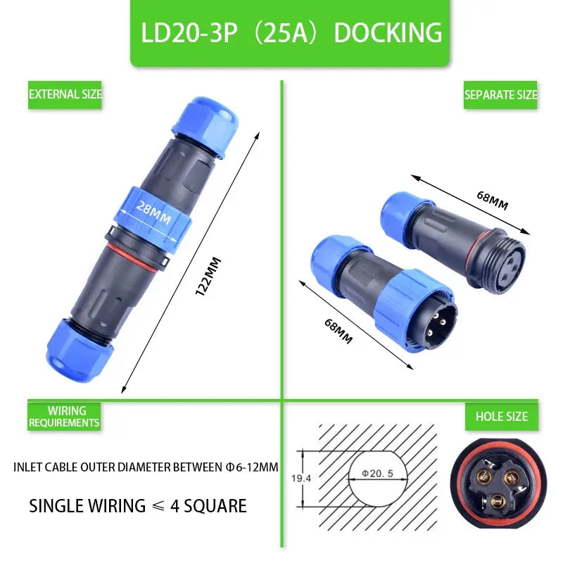 LD Series IP68 Waterproof Connector Male Plug & Female Socket 2/3/4/5/6/7/9 Pin Panel Mount Wire Cable Connector Aviation Plug - electrical center b2c