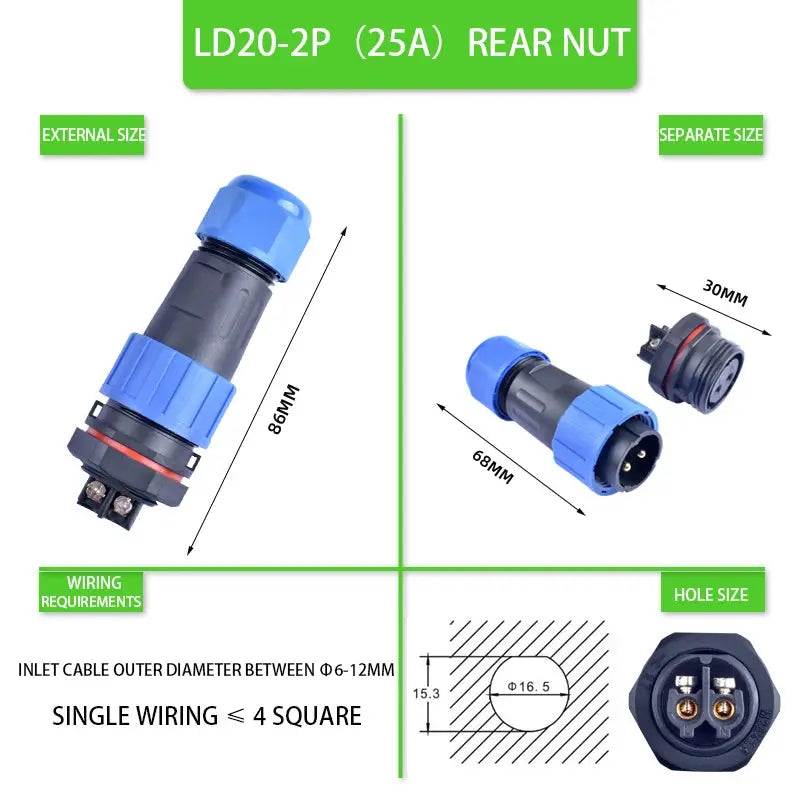 LD Series IP68 Waterproof Connector Male Plug & Female Socket 2/3/4/5/6/7/9 Pin Panel Mount Wire Cable Connector Aviation Plug - electrical center b2c