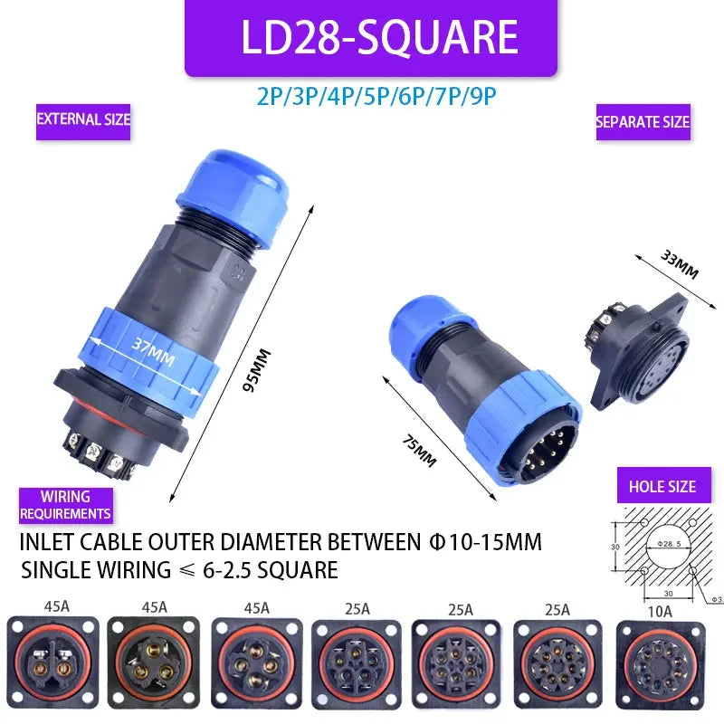 LD Series IP68 Waterproof Connector Male Plug & Female Socket 2/3/4/5/6/7/9 Pin Panel Mount Wire Cable Connector Aviation Plug - electrical center b2c