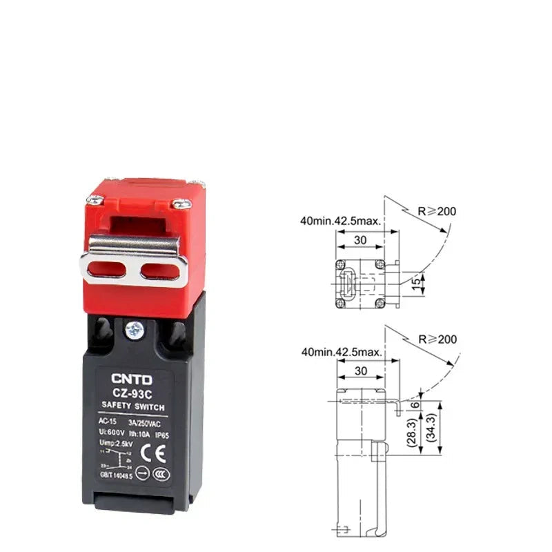 CNTD CZ-93CPM02 Safety Switch ,1NO1NC M20 Key Interlock Switch with k2 key,Safety Door Limit Switch