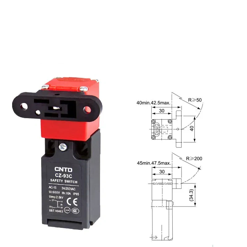 CNTD CZ-93CPM03 Safety Switch ,1NO1NC M20 Key Interlock Switch with k3 key,Safety Door Limit Switch