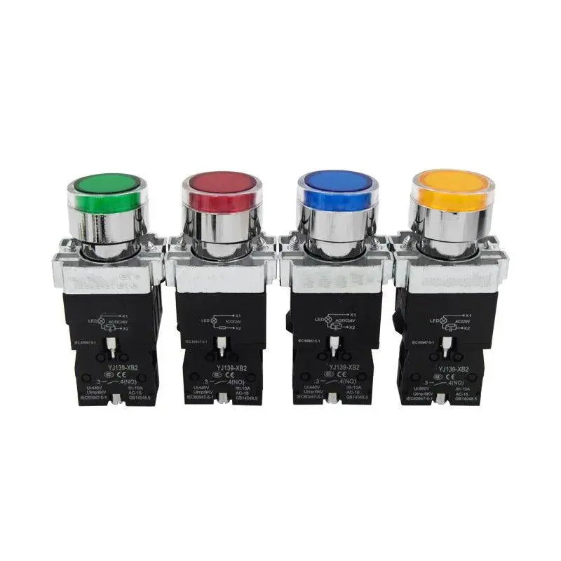 22mm Momentary XB2-BW3361 Round Push Button Switch with LED Light 1NO 24V/AC220V/AC380V Green,Red,Yellow,Blue ZB2-BE101C - electrical center b2c