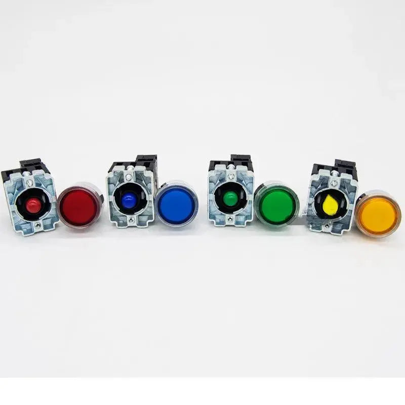 22mm Momentary XB2-BW3361 Round Push Button Switch with LED Light 1NO 24V/AC220V/AC380V Green,Red,Yellow,Blue ZB2-BE101C - electrical center b2c