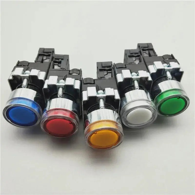 22mm Momentary XB2-BW3361 Round Push Button Switch with LED Light 1NO 24V/AC220V/AC380V Green,Red,Yellow,Blue ZB2-BE101C - electrical center b2c