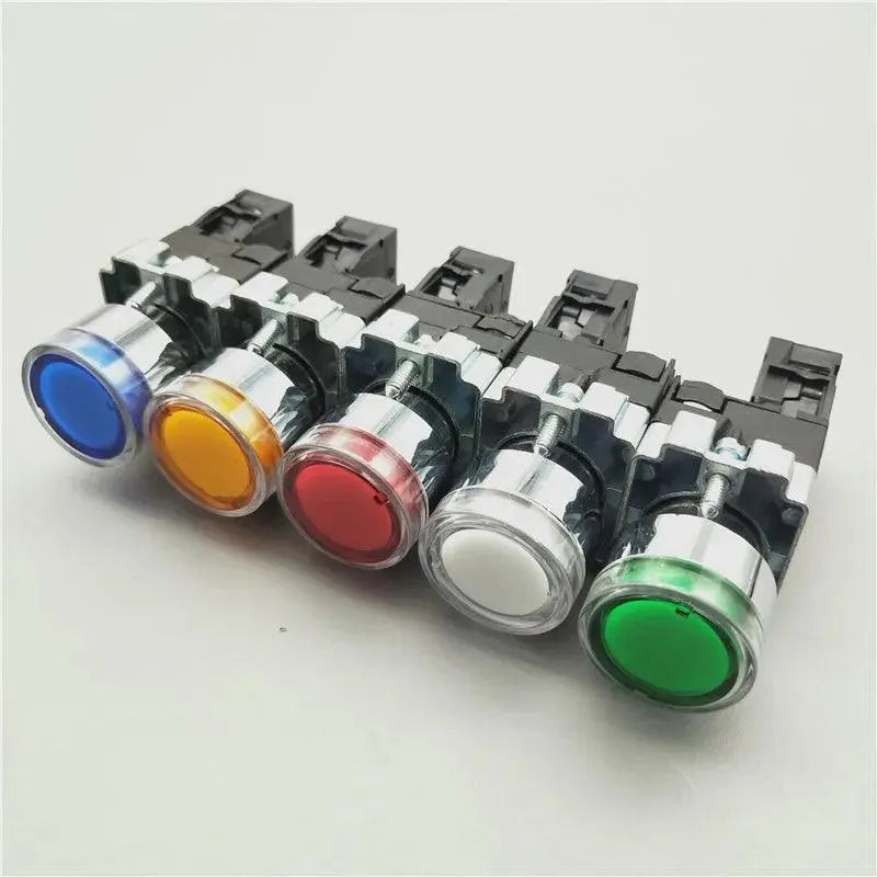 22mm Momentary XB2-BW3361 Round Push Button Switch with LED Light 1NO 24V/AC220V/AC380V Green,Red,Yellow,Blue ZB2-BE101C - electrical center b2c