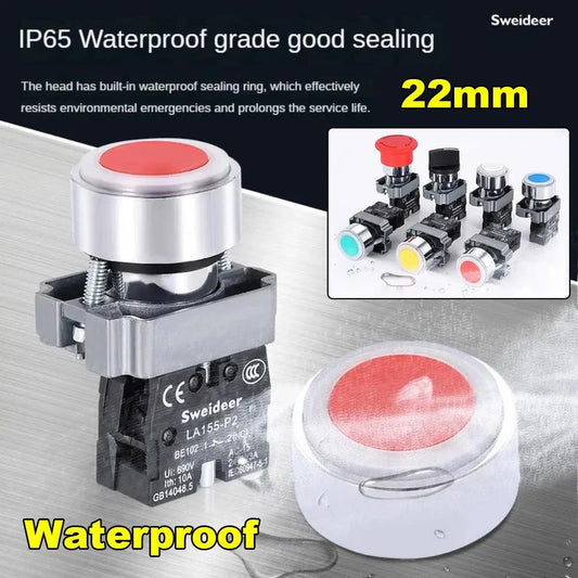 22mm Waterproof Buttons Switch START STOP  BA31/BA42 2/3 Way Emergency BD21/BD33 Momentary Latching Turn on Off  for Electric - electrical center b2c,waterproof start stop switch