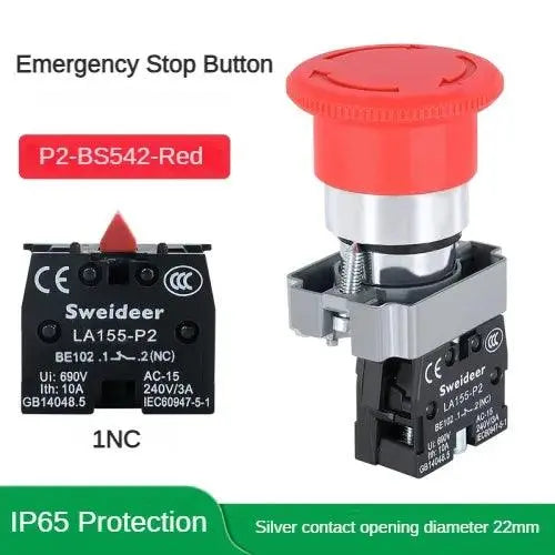 22mm Waterproof Buttons Switch START STOP  BA31/BA42 2/3 Way Emergency BD21/BD33 Momentary Latching Turn on Off  for Electric - electrical center b2c