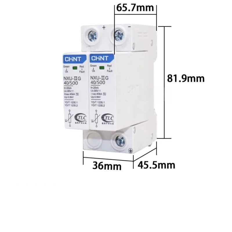 chint nxu-iig dc spd,40ka 2p pv surge protector 40/500 dc500v 