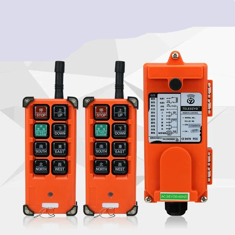F21-E1B remote control, industrial wireless remote, Telecrane remote, crane remote control,380v E-card plug-in remote control switch,2 Transmitter + 1 Receiver industrial lifting remote, gantry crane remote, truck tail lift remote, construction machinery remote