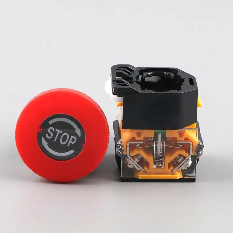 Emergency Stop 10A 380V 22mm Self-Locking Head Power Switch Mushroom Push Button Switch 1 NO 1 NC LA38-11ZS - electrical center b2c,la38 series button switch